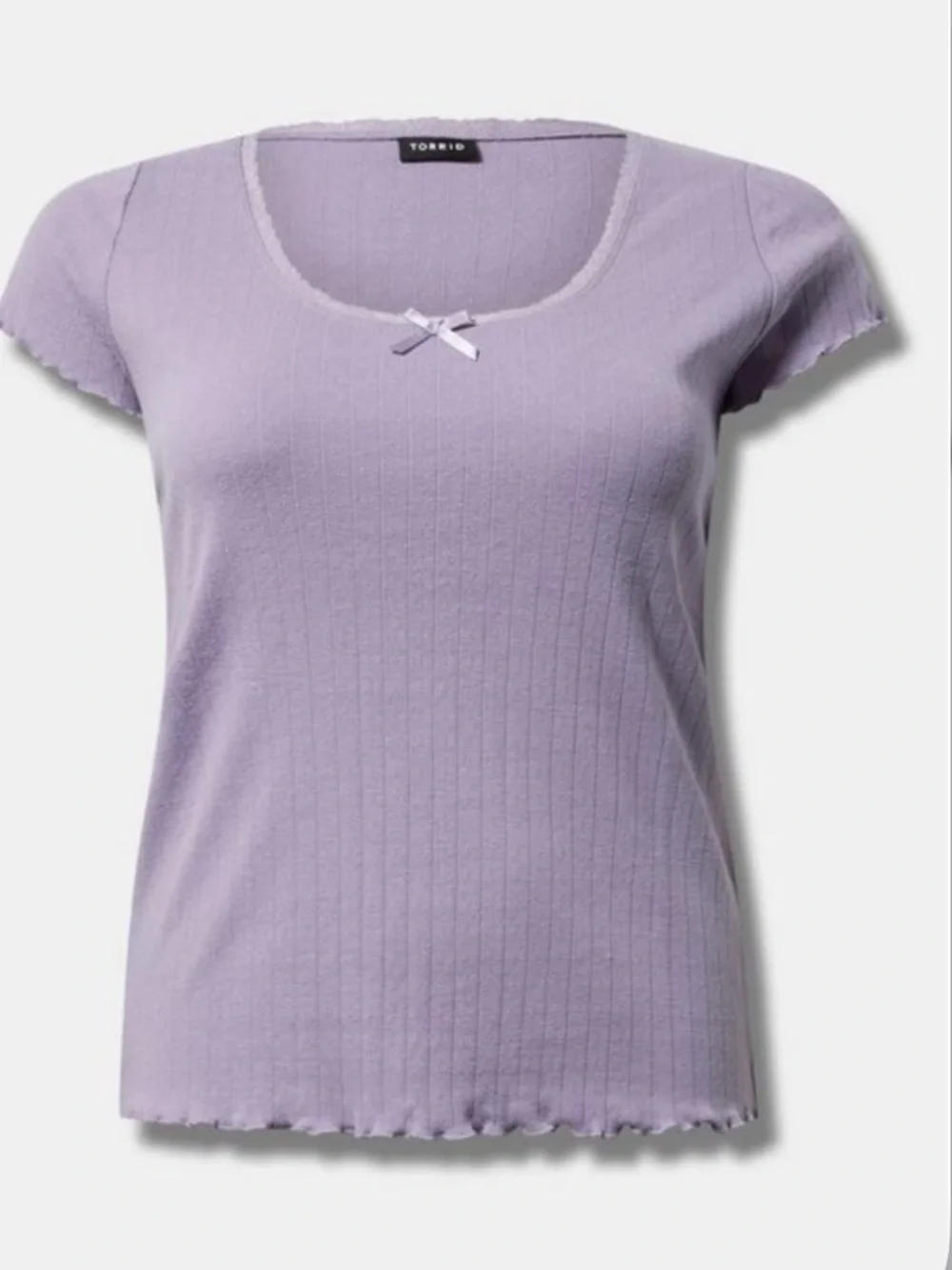 Torrid Pointelle Scoop Neck Lace Trim Tee NWT 1X